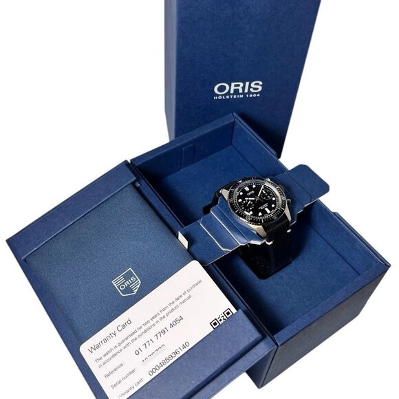 Oris Divers Chrono Stainless Steel Black Dial 40mm Automatic Men's Watch 7791 - Picture 9 of 9